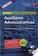 libro Auxiliares Administrativos Del Ayuntamiento De Fuenlabrada. Temario Materias Específicas