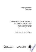 libro Investigación Y Política Educativa En El Perú