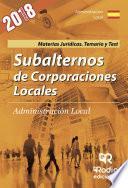 Subalternos De Corporaciones Locales. Administración Local. Materias Jurídicas. Temario Y Test