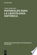 Materiales Para La Lexicología Histórica