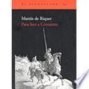 Para Leer A Cervantes