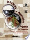 Núcleos Agrarios. Tabulados Básicos Por Municipio. Programa De Certificación De Derechos Ejidales Y Titulación De Solares, Procede, 1992 1999. Tabasco